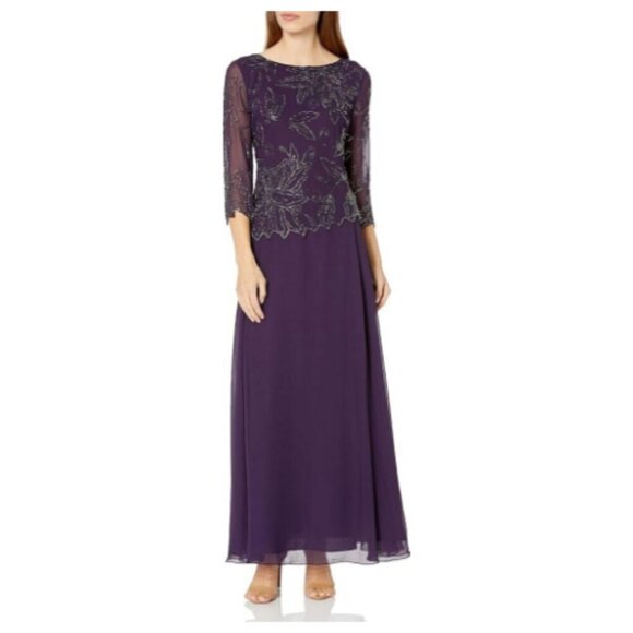 **J Kara** Women's Boat Neck Asymmetrical Beaded Dress 12 NWT - Picture 1 of 6